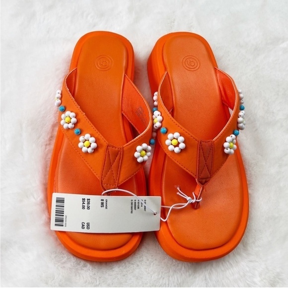 NWT Urban Outfitters Embellished Thong Flip Flops Sandals in Orange - Picture 5 of 7